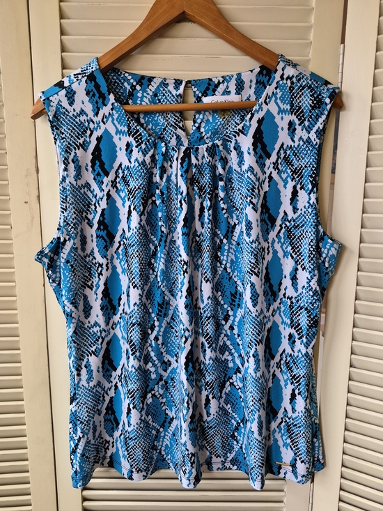 Calvin Klein Tops - Calvin Klein Blue Snake Print Sleeveless  Top Size XL